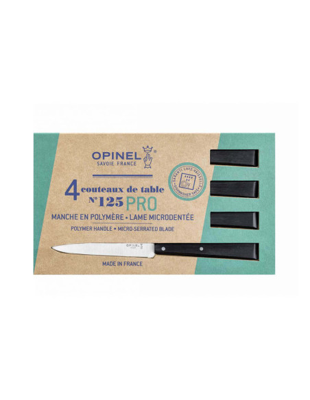 Set of 4 Opinel table knives N°125 Pro micro-serrated blades 11cm