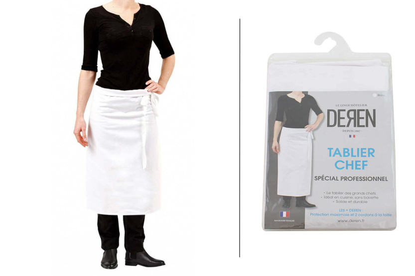 Avental de cozinheiro Deren 100% algodão branco
