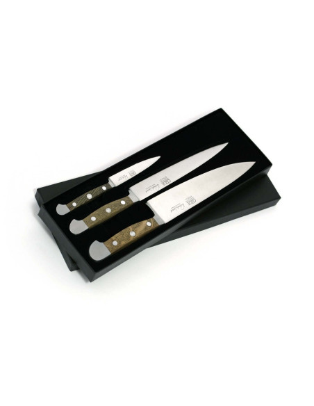 Set med 3 smidda knivar Güde Alpha Oak