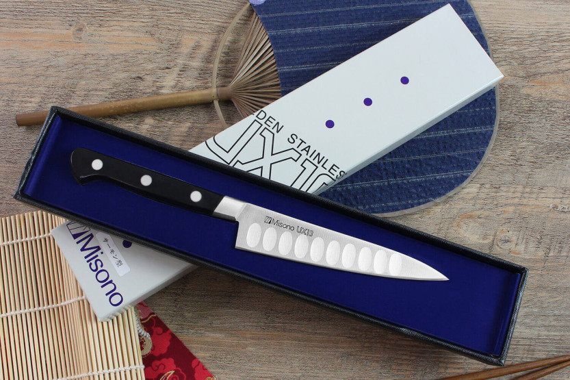 Misono UX10 japanese Universal knife, with granton edge 13cm