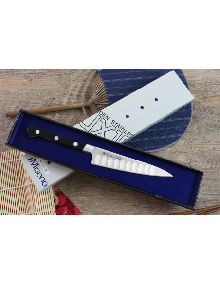 Misono UX10 Japans universeel mes, met granton snede 13cm