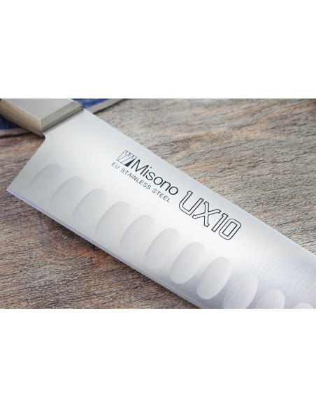 Cuchillo japonés de chef Misono UX10 con borde granton, 21cm
