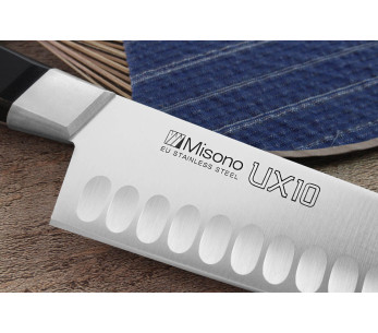 Coltello da cuoco giapponese Misono UX10 24 cm con fossette 2
