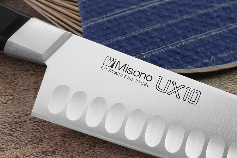 Misono UX10 24cm japanese chef ' s knife with granton edge