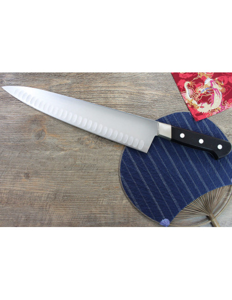 Japanisches Kochmesser Misono UX10 mit mit Kullen 30cm