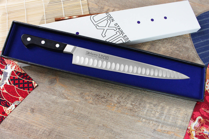 com convinhas japonês sujihiki Misono UX10 27cm