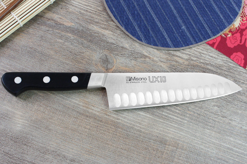 faca santoku japonesa faca santoku Misono UX10 de 18 cm com convinhas