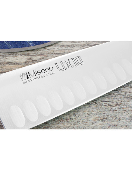 Japanisches santokumesser Misono UX10 mit mit Kullen 18cm