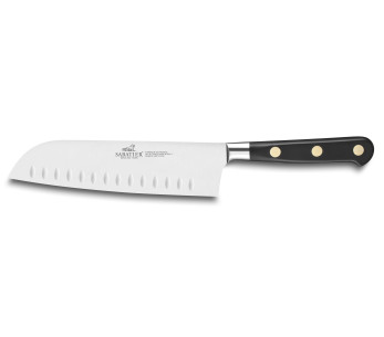 SABATIER Ideal santoku veitsi 100% taottu ruostumaton teräs 17.5cm granton terällä messinkiset niitit