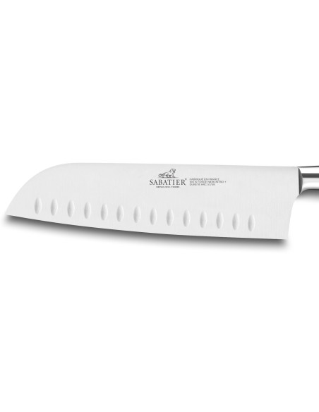 SABATIER Ideal santoku mes 100% gesmeed roestvrij staal 17,5cm met granton snede messing klinknagels