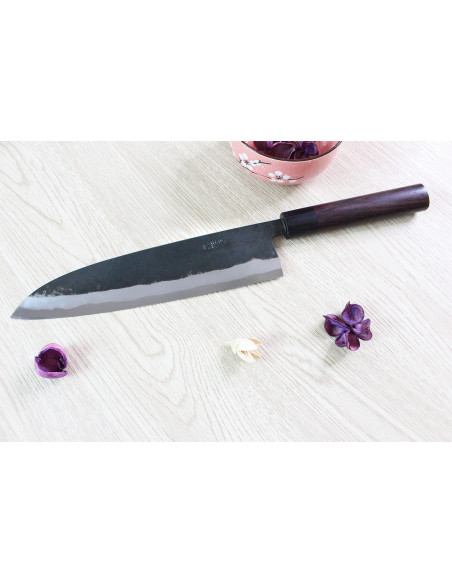 Faca de chef japonesa Nishida Shirogami de 24 cm feita à mão