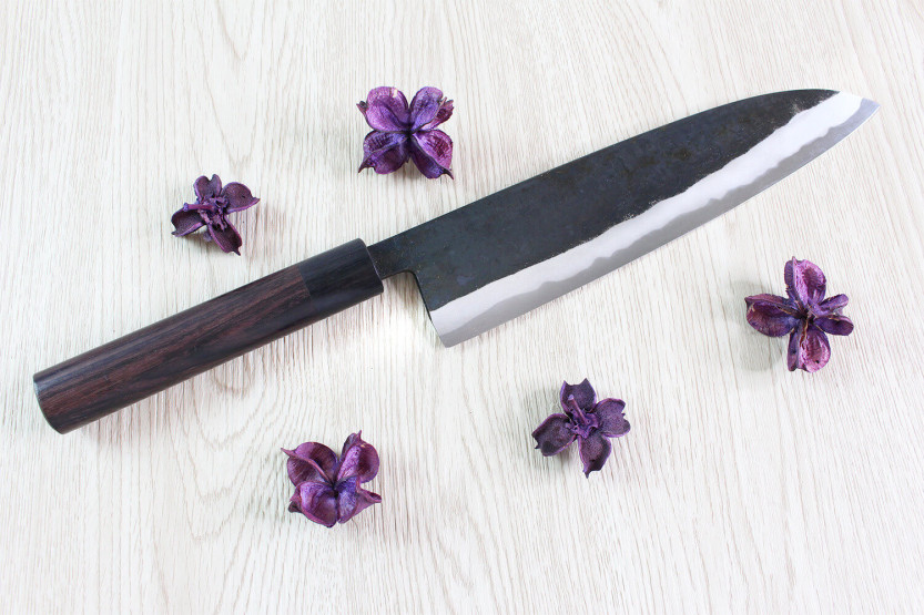 Faca de chef japonesa Nishida Shirogami de 24 cm feita à mão