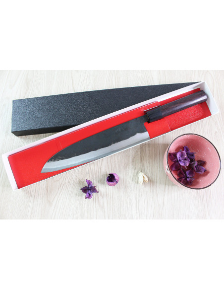 Faca de chef japonesa Nishida Shirogami de 24 cm feita à mão