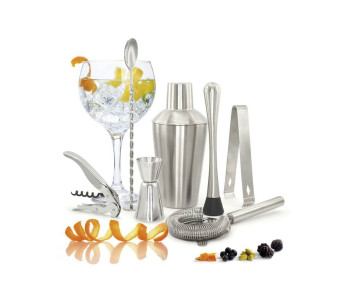 7-delat Pulltex Deluxe cocktailkit i rostfritt stål + recept
