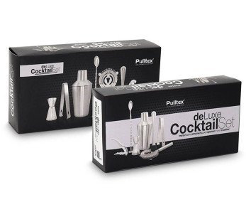 7-osainen Pulltex ruostumattomasta teräksestä valmistettu Deluxe cocktail-pakkaus + reseptit 2