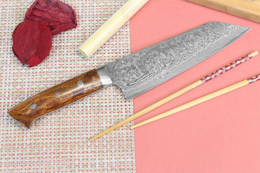 Cuchillo japonés bunka 18cm Takeshi Saji R2 Damasco Mosaico