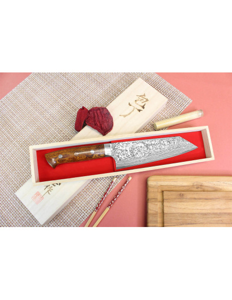 Cuchillo japonés bunka 18cm Takeshi Saji R2 Damasco Mosaico
