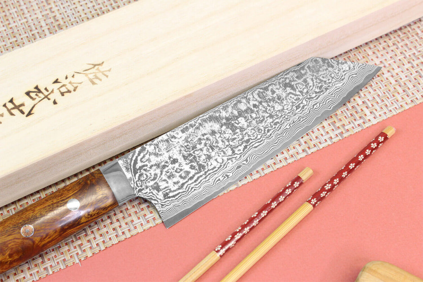 Japanisches Bunka-Messer Takeshi Saji R2 Damast Mosaik 18cm