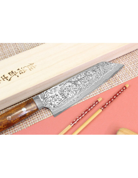 Takeshi Saji R2 Mosaic Damascus 18cm Japanese bunka knife