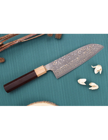 VG10 Gold Takeshi Saji 16.5cm Cuchillo santoku japonés hecho a mano