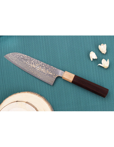 santokumesser 16,5cm japanisch handgefertigt Takeshi Saji VG10 Gold