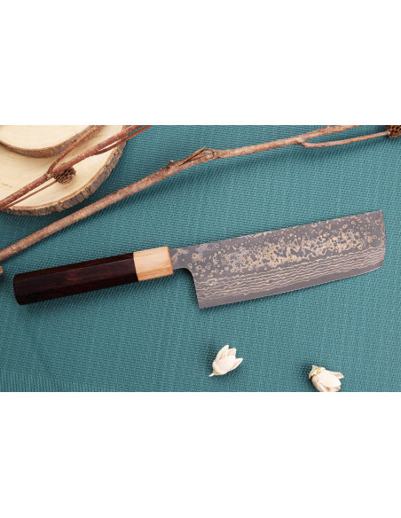 cuchillo nakiri japonais artisanal Takeshi Saji VG10 Gold 16,5cm