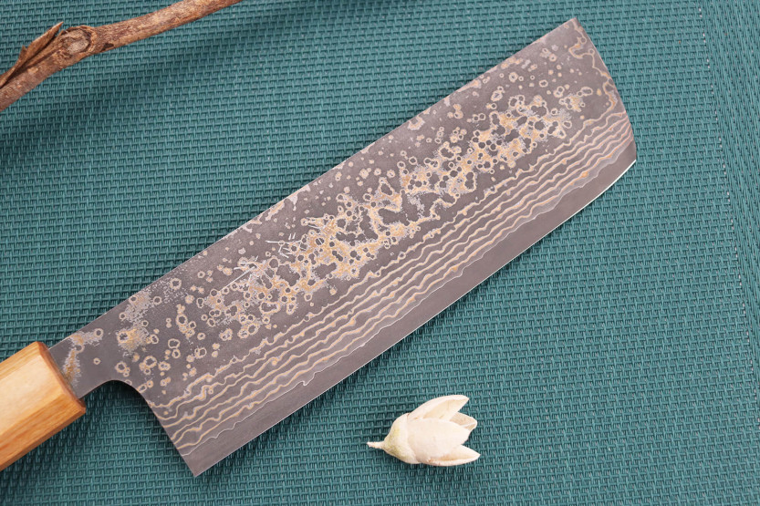 nakiri messer japonais artisanal Takeshi Saji VG10 Gold 16,5cm