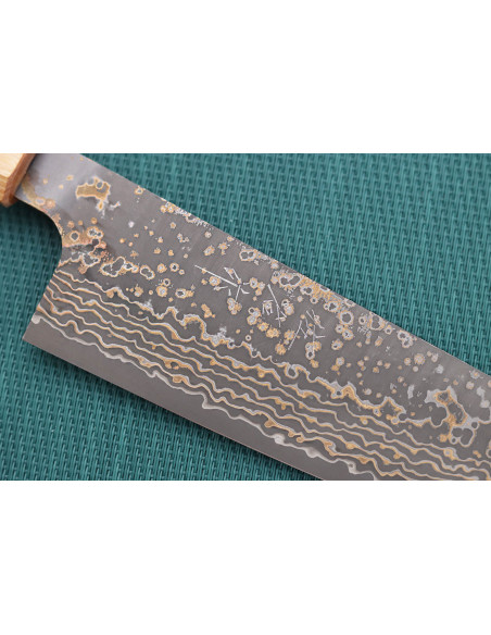 Kochmesser 18cm japanisch handgefertigt Takeshi Saji VG10 Gold