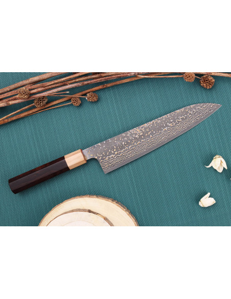 Takeshi Saji VG10 Gold 21cm Japans koksmes, handgemaakt