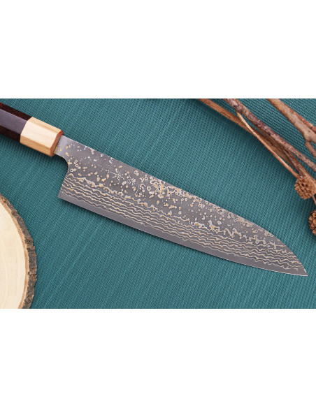 Takeshi Saji VG10 Gold 21 cm japansk kokkekniv, håndlaget
