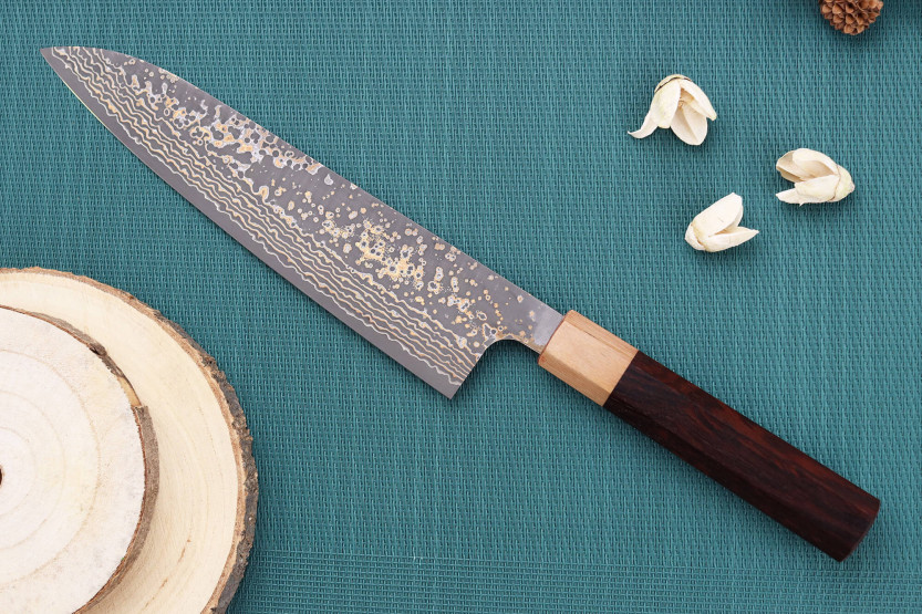Takeshi Saji VG10 Gold 21cm Japanese Chef ' s knife, handmade