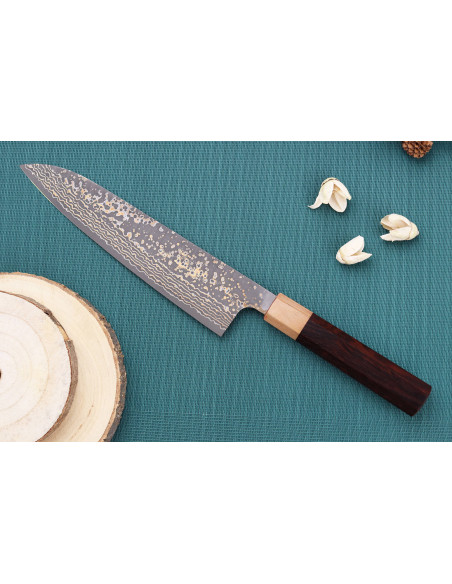 Takeshi Saji VG10 Gold 21 cm japansk kokkekniv, håndlaget