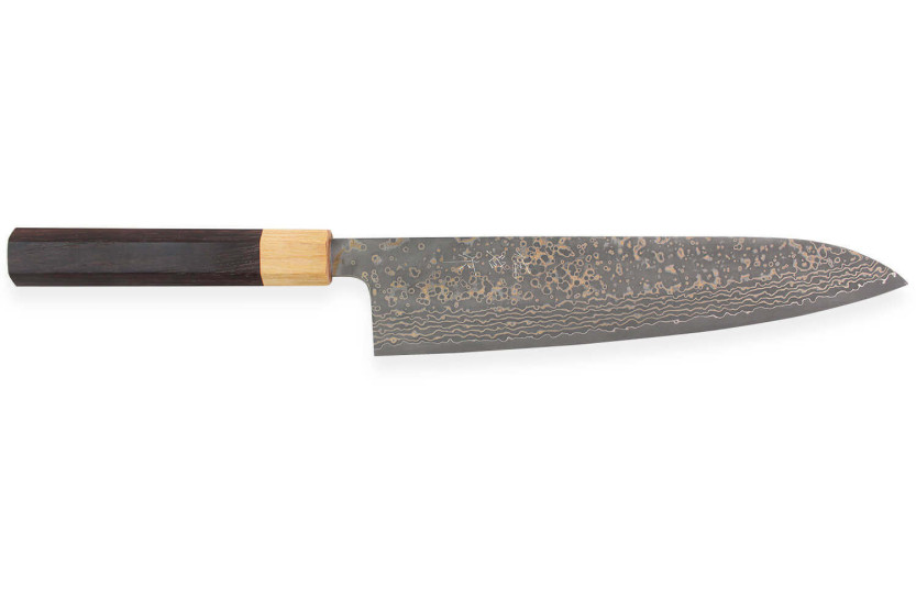 Coltello da cuoco giapponese Takeshi Saji VG10 Gold 24 cm, fatto a mano