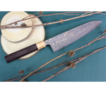 Faca de chef japonesa Takeshi Saji VG10 Gold 24cm feita à mão 2