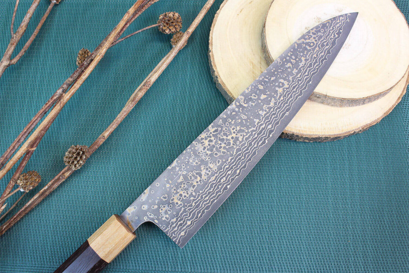 Takeshi Saji VG10 Gold 24 cm håndlaget japansk kokkekniv