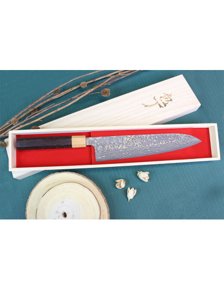 Coltello da chef giapponese fatto a mano Takeshi Saji VG10 Gold 24cm