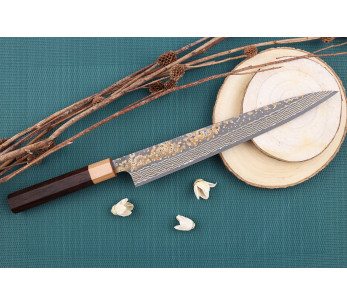 Takeshi Saji VG10 Gold 27cm sujihiki japansk handgjord kniv 2
