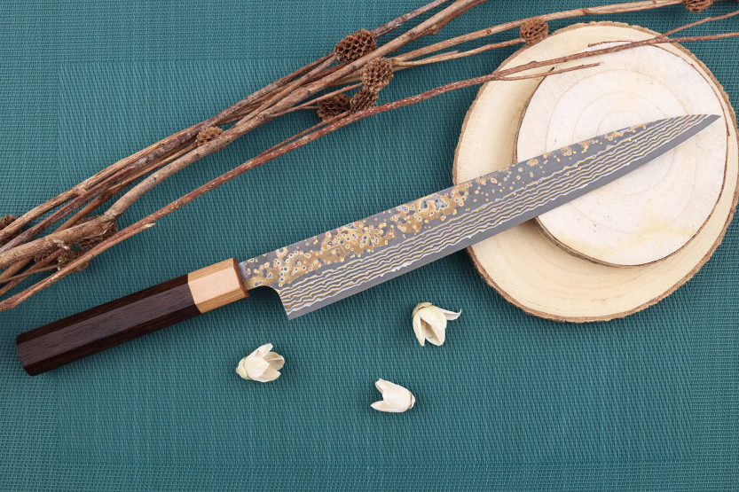 VG10 Gold Takeshi Saji 27cm coltello giapponese sujihiki fatto a mano