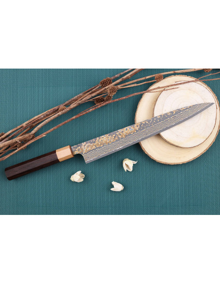 Faca japonesa sujihiki VG10 Gold Takeshi Saji 27cm feita à mão