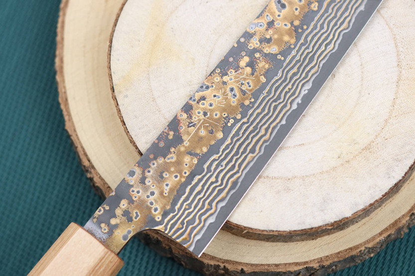 Faca japonesa sujihiki VG10 Gold Takeshi Saji 27cm feita à mão