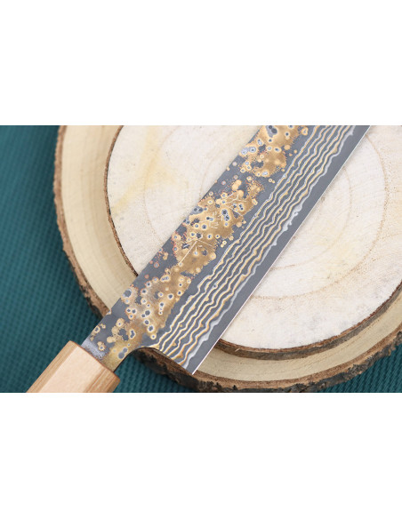 VG10 Oro Takeshi Saji 27cm cuchillo japonés sujihiki hecho a mano