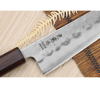 Faca do chef japonesa Wusaki Yoshi G3 em carvalho de 21,5 cm feita à mão 2