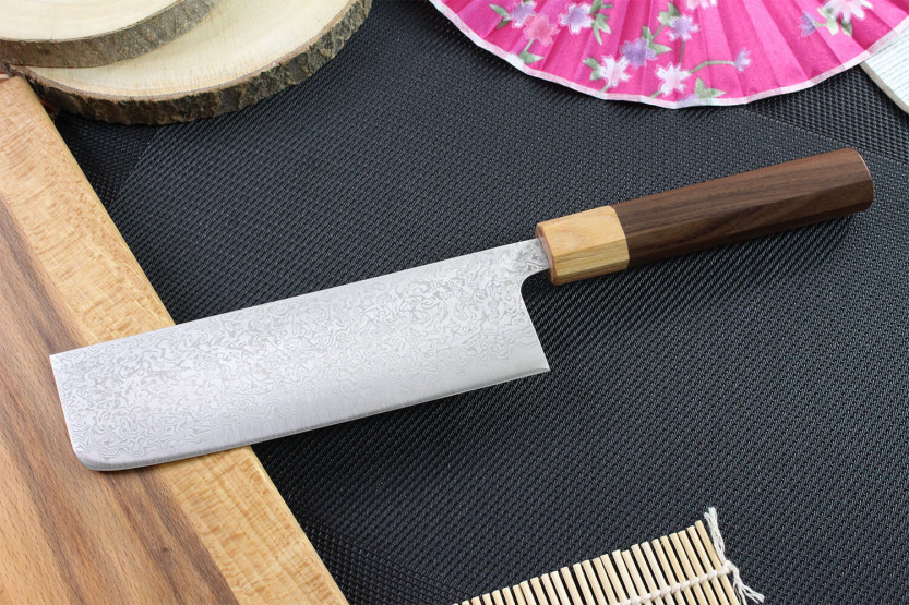 Tsunehisa SLD Damaskus palisander japansk nakiri-kniv 16,5 cm