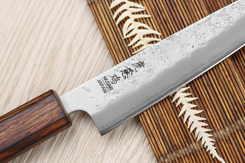 Faca universal japonesa Wusaki Yoshi G3 em carvalho de 14 cm feita à mão