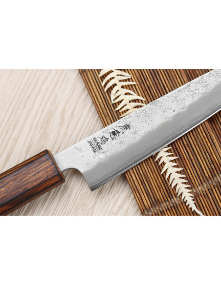Japanisches handgefertigtes Universalmesser Wusaki Yoshi G3 Eiche 14cm