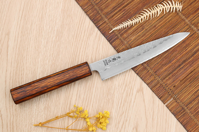 Faca universal japonesa Wusaki Yoshi G3 em carvalho de 14 cm feita à mão