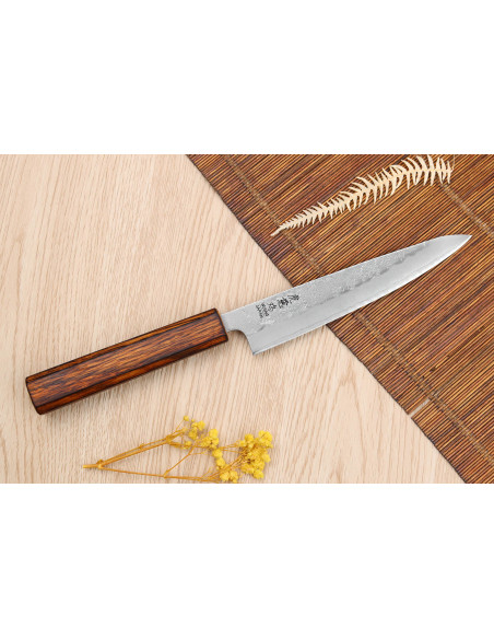 Faca universal japonesa Wusaki Yoshi G3 em carvalho de 14 cm feita à mão