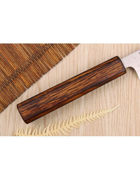 Japanisches handgefertigtes Universalmesser Wusaki Yoshi G3 Eiche 14cm