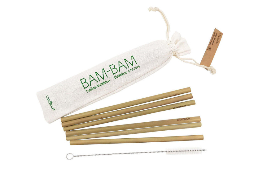 Set aus 6 Bambus-Strohhalmen Cookut Bam-Bam + Reinigungsbürste und Aufbewahrungstasche