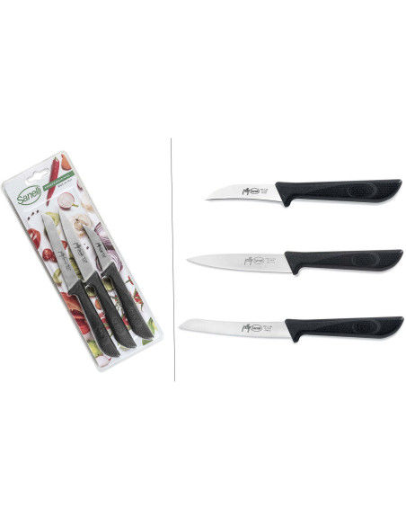 Juego de 3 cuchillos de cocina Sanelli Jolly de acero inoxidable con mango negro